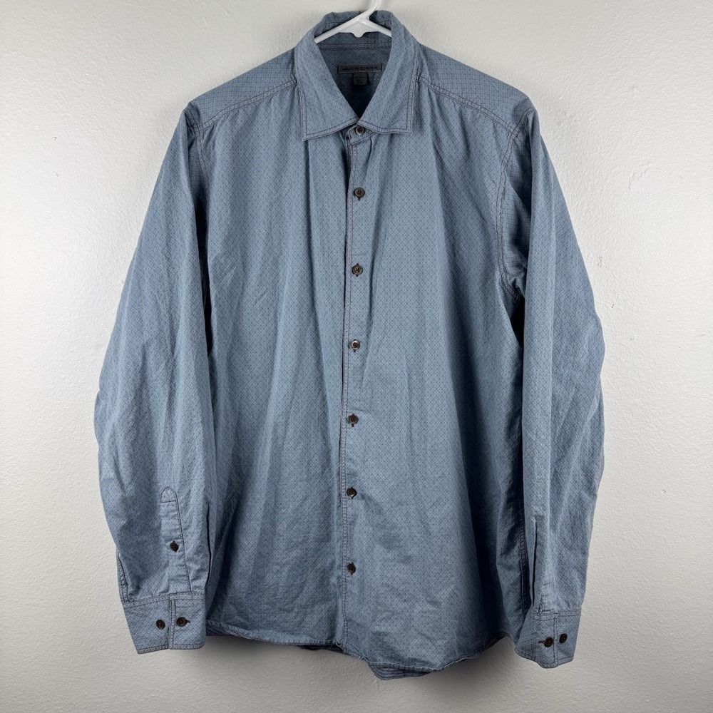 MARTIN GORDON Mens Long Sleeve button shirt AOP‎ light blue - L